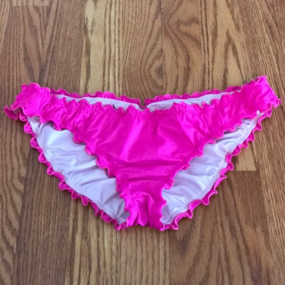Pink ruffle bikini bottoms